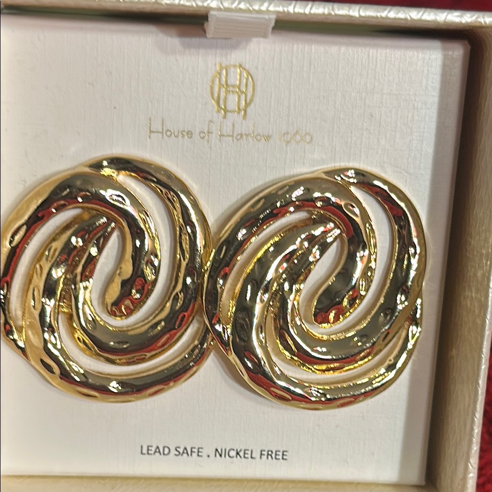 House of Harlow 1960 Spiral Gold Tone Earrings